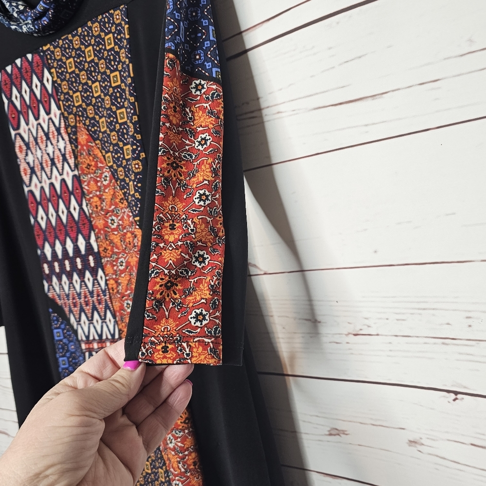 Libra Cowl Neck Patchwork Tunic - image 4